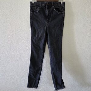 We The Free Women’s High Rise Skinny Jeans Jeggings Black Size 30 Raw Hem